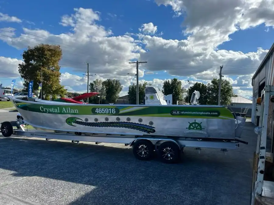 The Crystal Ailan branded collection vessel on its trailer.